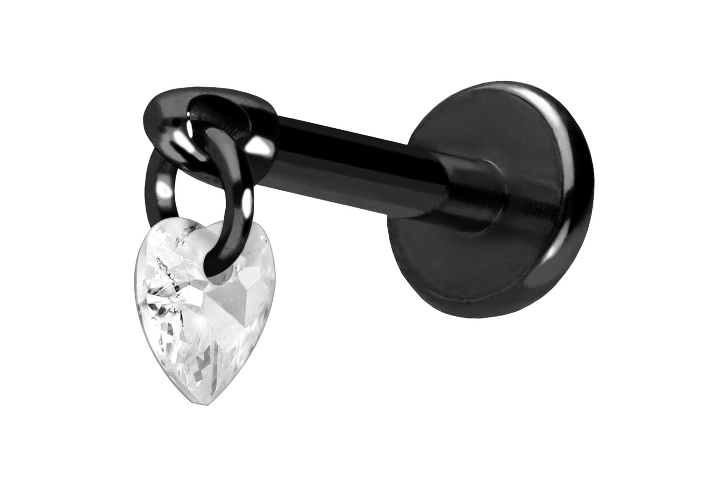 Titan Labret Piercing mit Push Fit KRISTALLHERZ